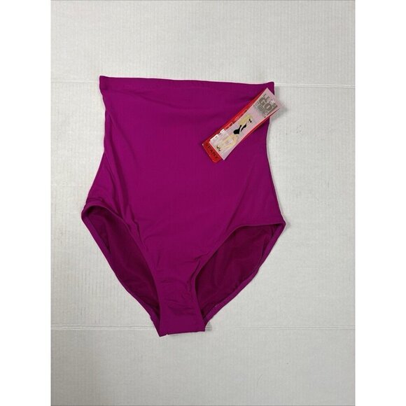 SPANX Let's Go Slimming Swimwear High Waist Bottom Women 10 Berry Pink New 8681 - Picture 16 of 16